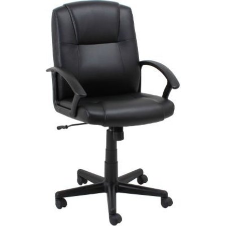 GEC Interion Antimicrobial Executive Chair With Mid Back & Fixed Arms, Bonded Leather, Black 80318M-ANT